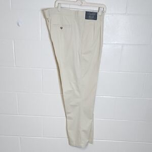 Cream Tan Soft Brushed Lighweight Trousers Chinos Classic Straight Leg